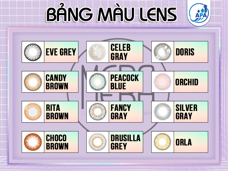 Bảng màu Hàn Quốc trong trẻo tự nhiên Lens Mera
